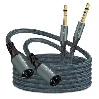 Twozoh Кабель аудио 2 шт. Jack to XLR Папа 3-контактный Плетеный XLR Папа к TRS Стерео Гитарный кабель 6,35 мм 0,3 м 1/4 (Профессионал/Hi-Fi)