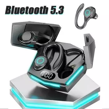 TWS Беспроводные наушники Bluetooth 5,2 Спортивные ушные крючки со светодиодным дисплеем HIFI Стерео Басовые наушники с микрофоном Водонепроницаемая гарнитура