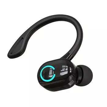 TWS Беспроводные наушники Bluetooth 5.3 с зажимом для ушей Hi-Fi стереогарнитура Спортивные наушники Водонепроницаемые бизнес-наушники с одним крючком для Xiaomi Huawei чёрный