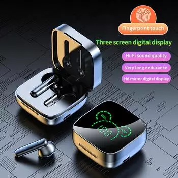 TWS Bluetooth 5.3 Наушники 3D HiFi Стерео Беспроводные наушники Игровая спортивная гарнитура с микрофоном Светодиодный цифровой дисплей Наушники-вкладыши для iPhone