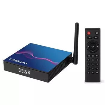 TX98 pro Android 12.0 Smart TV Box Allwinner H618 Четырехъядерный 4K медиаплеер AV1 H.265 VP9 декодер EU-16G чёрный/синий