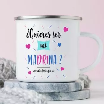 Ты бы стала моей крестной матерью Печатная эмалевая кружка Чашка для питья молока Кофейные чашки Marraine Запрос ретро кружки Лучшая идея подарков для Madrina 360ml
