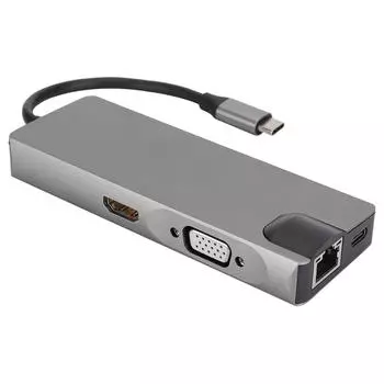 TYPE C Ethernet Hub to USB3.0 x 2 HDMI Memory Card Reading Notebook Office Accessories