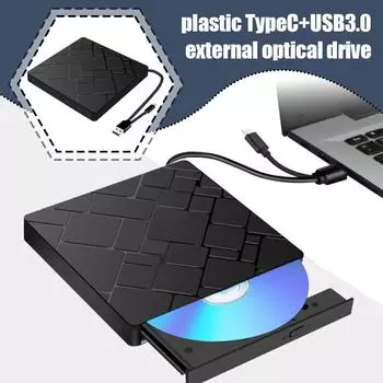 TypeC+USB 3.0 внешний Blu-ray привод CD24X высокоскоростной пишущий адаптер и инструменты для записи DVD CD D R1J4 Black-1set