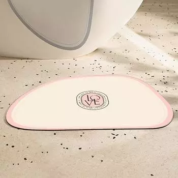 U Shape Pink Diotomite Floor Bath Mat Absorbent Bathroom Carpet Anti-Slip Foot Mats Quick Dry Shower Toilet Rug Doormat Washable 40cmx60cm