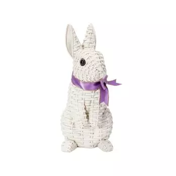 Ubia Standing 11 x x 22 Doll Animal Garden Rattan-Style Rabbit, White, 10.5 cm, Figurine, Ornament, Decor, Rabbit, H22152-2