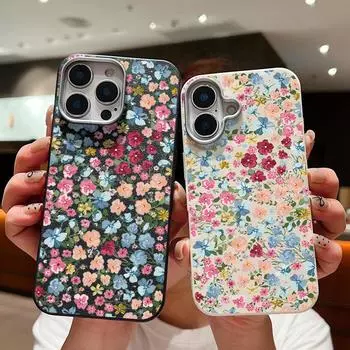 Ударопрочный мягкий чехол из ТПУ с цветочным принтом для iPhone 16 Pro 15 14 Plus 13 12 Pro Max 11 с текстурой кожи, однотонный тонкий чехол iPhone 16 чёрный