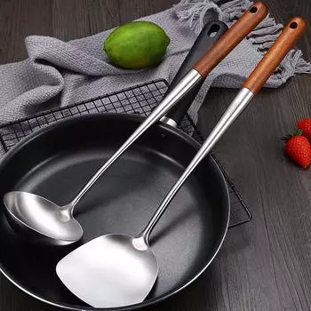 Удлиненная кухонная утварь шеф-повара, кухонные инструменты, лопаточка, лопатка для вока, ложка для супа, половник, кухонная ложка