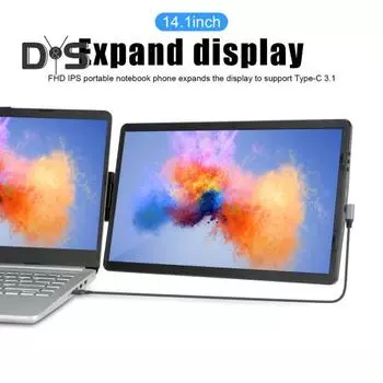 Удлинитель экрана ноутбука Компактный портативный HDMI-совместимый FHD 1080P IPS-монитор Универсальный удлинитель для двух экранов чёрный