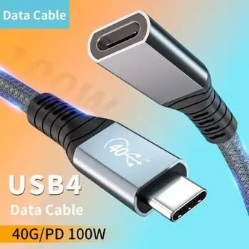Удлинитель, функция 40 Гбит/с, полная 8K PD100W, быстрая зарядка Type-C, 60 Гц, USB4.0 к разъему «папа-женщина», аудио