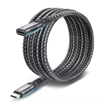 Удлинительный кабель aceyoon USB C 2M 3.1 Gen 2 10Gbps высокоскоростная передача данных разрешение 4K@60hz тип удлинителя 2 метра 100W/5A быстрая зарядка нейлон