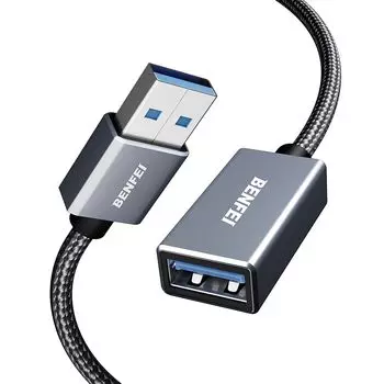 Удлинительный кабель BENFEI USB 3.0 длиной 5 м, нейлоновая вязка Веб-камера, фотоаппарат, телефон, USB Совместим с концентраторами, мышами, клавиатурами, принтерами, жесткими дисками и гарнитурами