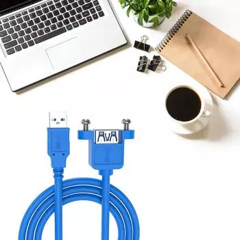 Удлинительный кабель USB 3.0 «папа-мама» с монтажными ушками и винтовым фиксатором, передача данных 5 Гбит/с для компьютера и периферийных устройств 30