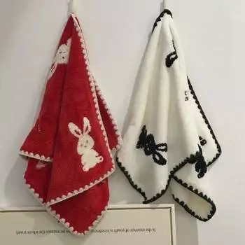 Удобные полотенца для лица 35x75 см, впитывающие мягкие мочалки с изображением кролика, милые домашние полотенца с принтом животных для детей и взрослых красный