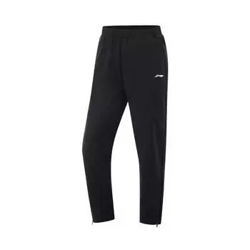 Удобные повседневные брюки Li Ning Running Series с прямыми штанинами и средней посадкой, на шнурке, женские, черные AYKV026-2 S