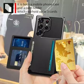 Удобный деловой чехол с карманом для карт Samsung S23 Ultra, чехол для Samsung Galaxy S23 Ultra S 23 Plus S23ultra for Galaxy S23 чёрный