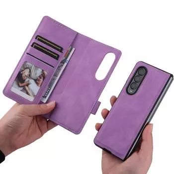 Удобный кожаный чехол-кошелек для Samsung Galaxy Z Fold 3 Fold3, полная защита, чехол для слота для карт, чехлы for Samsung Z Fold 3 красный