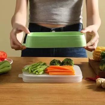 Удобный ланч-бокс Grass Green Food Crisper Прозрачный свежий, пригодный для использования в микроволновой печи силиконовый ланч-бокс зелёный