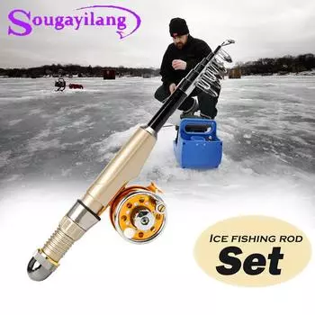 Удочка для зимней удочки Sougayilang с набором катушек для зимней рыбалки, карбоновая удочка, комбинированные наборы катушек для зимней рыбалки mini