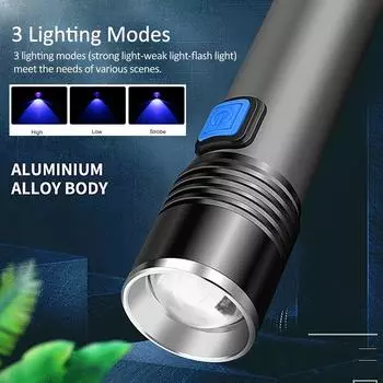 УФ-фонарик 395 нм, черный светильник, масштабируемый, USB-аккумулятор, УФ-свет, ультрафиолетовый фонарик для обнаружения мочи домашних животных, отверждение смолы include an 18650