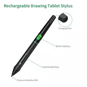 UGEE P55C Аккумуляторный стилус, перезаряжаемая ручка с USB-кабелем для зарядки для UGEE UG1910B/ чёрный