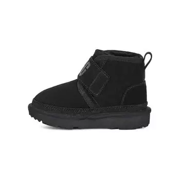 UGG Детские кожаные низкие ботинки с пряжкой и круглым носком, детские ботинки, черные 1118792T-BLK 26