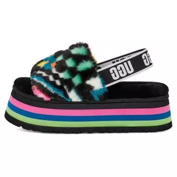 UGG Disco Checks Slide Удобные теплые модные тапочки женские тапочки черные 1130877-BLKM 39