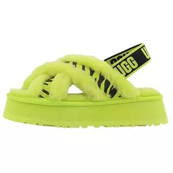 UGG Disco Cross Slide Animalia Sheepskin Plush Удобные повседневные тапочки Женские тапочки Зеленые 1128213-KLM 38