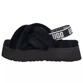 UGG Диско овчина удобные модные толстые подошвы крест тапочки женские тапочки черные 1121550-BLK 43