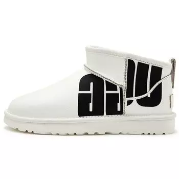 UGG Двухслойные зимние ботинки из коровьей кожи с круглым носком на плоской подошве с плюшевой подошвой, женские ботинки белого цвета 1129270-PDWH 40