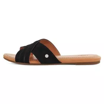 UGG Kenleigh Slide двухслойные кожаные удобные легкие модные тапочки женские тапочки черные 1142710-BLK 36