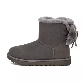 UGG Classic Mini с двойным бантом Замшевые Теплые Прочные Нескользящие Короткие Зимние Ботинки Женские ботинки Уголь 1127130-CHRC 38