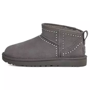 UGG Классические ультраминиатюрные теплые замшевые нескользящие ботильоны с меховой подкладкой, женские ботинки для снега, цвет уголь 1119871-CHRC 38