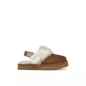 UGG Молодежные кожаные овчинные цельные с круглым носком без застежек удобные универсальные нескользящие амортизирующие тапочки детские тапочки коричневые 1130395K-CHE 37