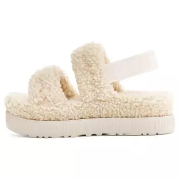 UGG Oh Fluffita замшевые уличные сандалии с открытым носком на плоской подошве с мехом женские сандалии натуральные 1120876-NAT 39