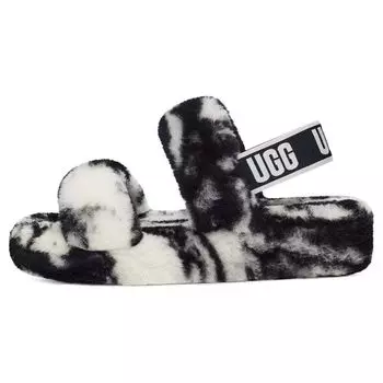 UGG Oh Yeah Plush Comfortable Universal Beach Sandals Women Sandals Black 1122555-BLK 38