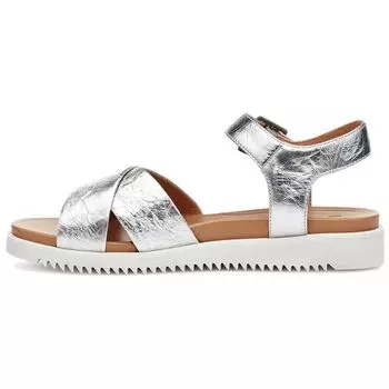 UGG Сандалии Zoie Metallic с пряжкой на низком каблуке, модные женские босоножки-слайды, серебристые 1116390-SLVR 37