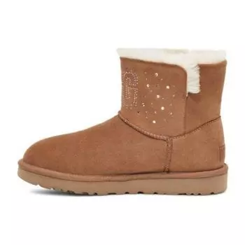 UGG Удобные повседневные короткие зимние ботинки со стразами женские ботинки каштанового цвета 1125911-CHE 36