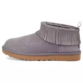 UGG Ultra Mini Fringe Bling Warm Wrap Non-Slip Vintage Tassel Plush Ankle Snow Boots Women boots Purple Grey 1121576-SHA 36