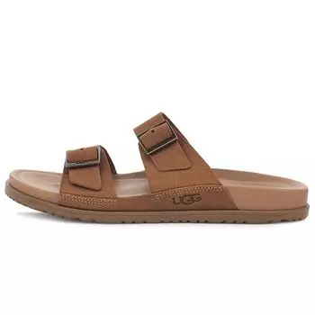 UGG Wool Scuff Двухслойные кожаные металлические пряжки Легкие повседневные тапочки Мужские тапочки Коричневый 1124901-CHE 42