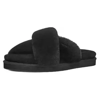 UGG замшевые сандалии с круглым носком, теплые, удобные, универсальные, женские, черные 1138116-BLK 36
