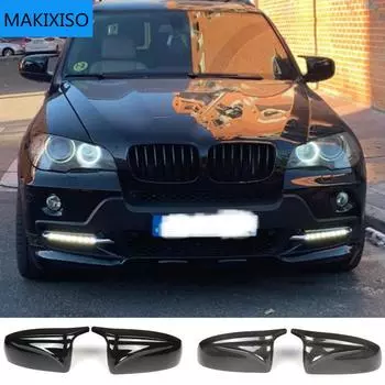 Углеродное волокно/ABS 2x зеркальный чехол X5 X6 автомобиля боковое зеркало заднего вида крышка замена корпуса для BMW X5 X6 E70 E71