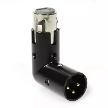 Угловой адаптер LyxPro XLR с двумя штекерами и гнездами можно устанавливать в 4 разных положениях справа и под углом 90 градусов, что идеально подходит для смесителей, которые мешают работе под другими углами слева, чёрный