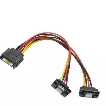 Угловой кабель питания SATA 1-to-2 для жесткого диска и оптического привода straight head no iron clip