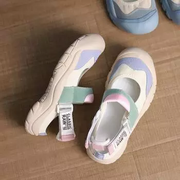 Ugly cute round head Velcro sports sandals women s candy color breathable women s shoes women s running sneakers 35