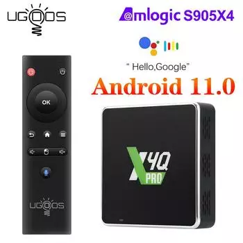 UGOOS X4Q Extra/Plus/Pro/Cube Smart TV Box Android 11 Amlogic S905X4 Set top Box AV1 1000M Dual Wifi BT5.1 4K 4G 32G/64G/128G 2G/16G 2G16G чёрный