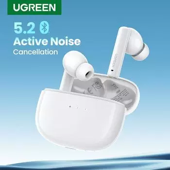 UGREEN HiTune T3 ANC Беспроводные TWS Bluetooth 5.2 наушники-гарнитура с активным шумоподавлением, микрофоны-вкладыши, наушники-вкладыши для телефона Handfree белый