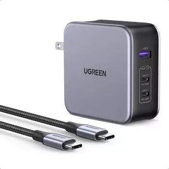 UGREEN Nexode Один порт может быстро заряжать два первых совместимых уникальных GaNFast 2 порта 1 складная вилка совместима с ноутбуками и другими 240 Вт