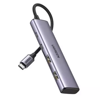 UGREEN USB C Hub 4 порта расширения USB C на USB Hub порты 5 Гбит/с высокоскоростная передача данных тонкий дизайн для MacBook iPad Galaxy S23 идеально подходит для [2A2C] 3.0 серый