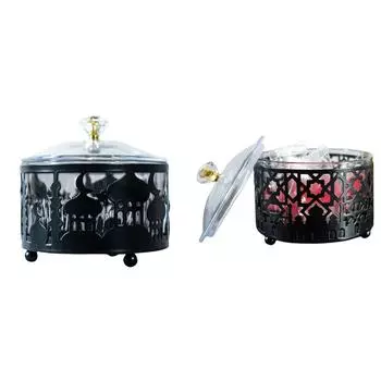 uk Eid Mubarak Dessert Tray Ramadan Dinner Plate Decorative Ornament (Black 1)